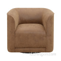 Round Barrel Chairs Putar Glider Dalam Kain Accent Kain Abu-abu